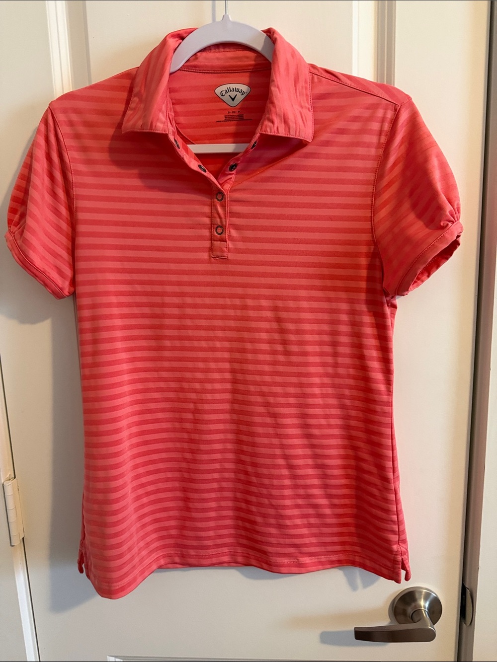 Callaway Women's Coral Pink Striped Polo